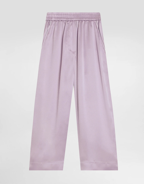  Dolce & Gabbana Dolce & Gabbana Silk Satin Pajama Pants With Embroidered Dg Logo - Woman Trousers And Skirts Multicolor 4 Years 
