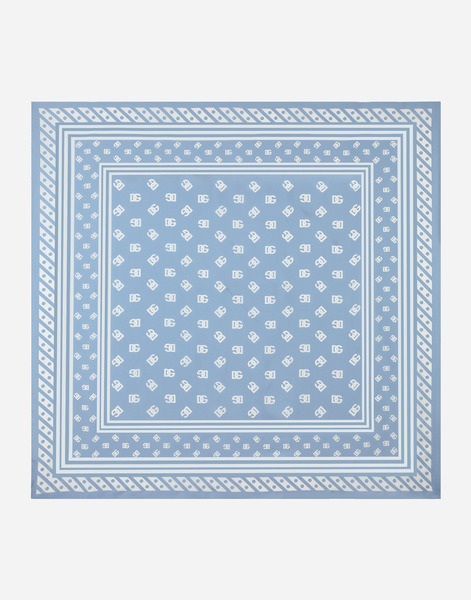 Dolce & Gabbana Dolce & Gabbana Silk Twill Foulard With All-over Dg Logo Print (90x90) - Woman Scarves And Silks Light Blue Onesize 