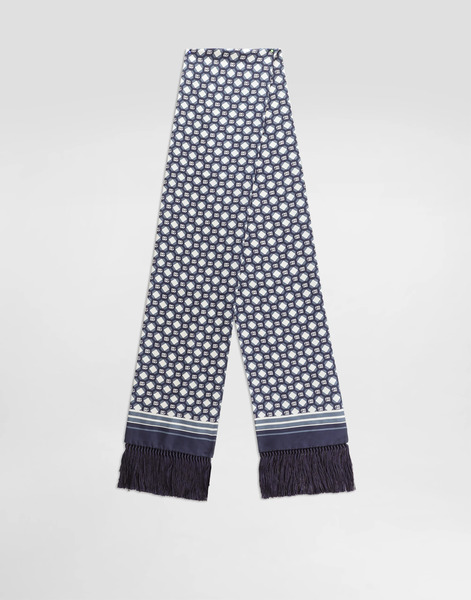  Dolce & Gabbana Dolce & Gabbana Silk Twill Scarf With Micro-design And Logo - Man Scarves And Silks Multicolor Onesize 