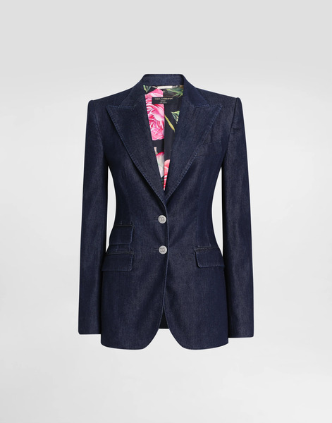  Dolce & Gabbana Dolce & Gabbana Single-breasted Denim And Silk Turlington Jacket - Woman Denim And Jeans Multi-colored 40 