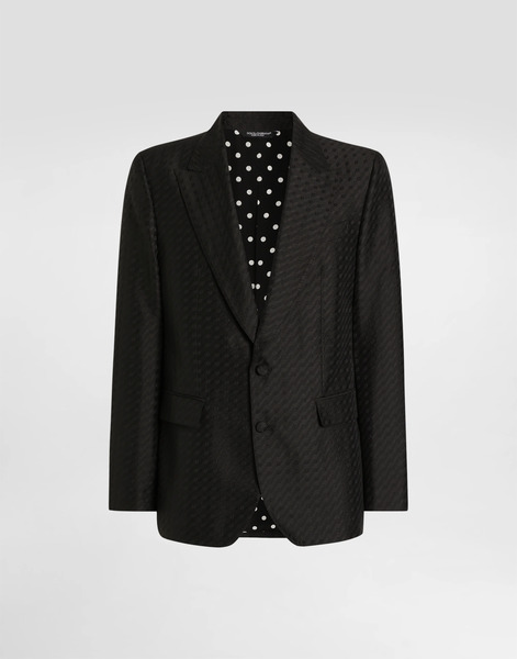  Dolce & Gabbana Dolce & Gabbana Single-breasted Sicilia Light Jacket With Micro Pattern Jacquard - Man Suits And Blazers Black 54 