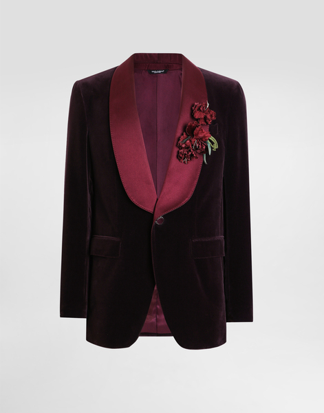  Dolce & Gabbana Dolce & Gabbana Single-breasted Sicilia Light Smooth Velvet Jacket - Man Suits And Blazers Purple 50 