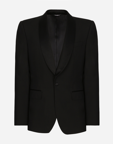  Dolce & Gabbana Dolce & Gabbana Single-breasted Stretch Wool Sicilia-fit Tuxedo Jacket - Man Suits And Blazers Black Wool 48 