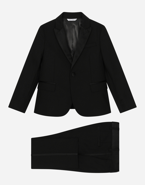  Dolce & Gabbana Dolce & Gabbana Single-breasted Tuxedo Suit In Stretch Wool - Man Suits Black Wool 4 Years 