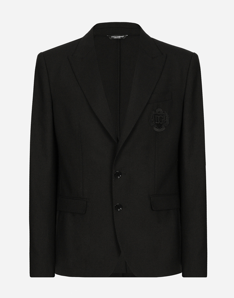  Dolce & Gabbana Dolce & Gabbana Single-breasted Wool Taormina-fit Jacket With Dg Patch - Man Suits And Blazers Black 52 