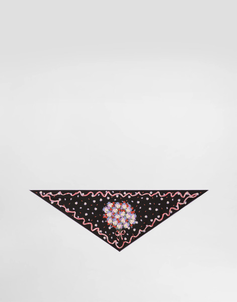  Dolce & Gabbana Dolce & Gabbana Small Floral-print Silk Twill Triangle Scarf - Woman Scarves And Silks Multicolor Onesize 