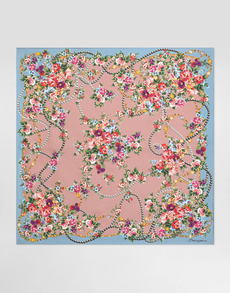  Dolce & Gabbana Dolce & Gabbana Small Flower Bouquets-print Silk Twill Scarf 70x70 - Woman Scarves And Silks Multicolor Onesize 