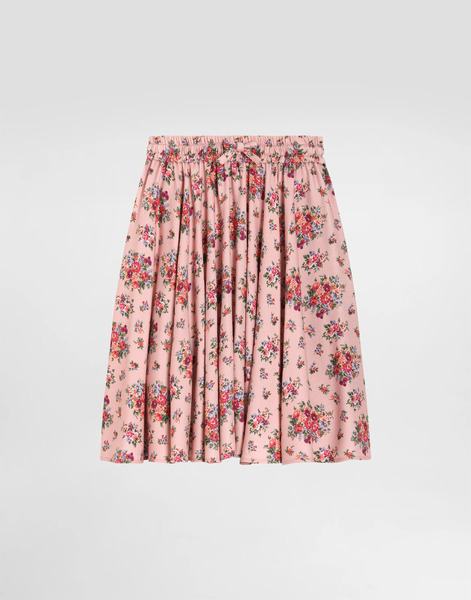  Dolce & Gabbana Dolce & Gabbana Small Flower Bouquets-print Voile Circle Skirt - Woman Trousers And Skirts Multicolor 8 Years 