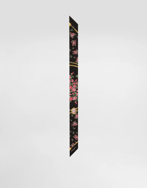  Dolce & Gabbana Dolce & Gabbana Small Rose Bouquets-print Silk Twill Bandeau 6x100 - Woman Scarves And Silks Multicolor Onesize 