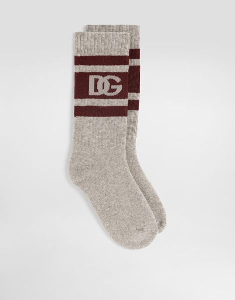  Dolce & Gabbana Dolce & Gabbana Socks With Intarsia Logo - Man Accessories Gray M 