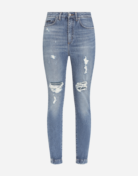  Dolce & Gabbana Dolce & Gabbana Stretch Denim Audrey Jeans With Rips - Woman Denim And Jeans Multi-colored Cotton 42 