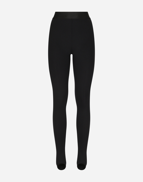  Dolce & Gabbana Dolce & Gabbana Technical Jersey Leggings With Branded Elastic - Woman Pants And Shorts Black Fabric 46 