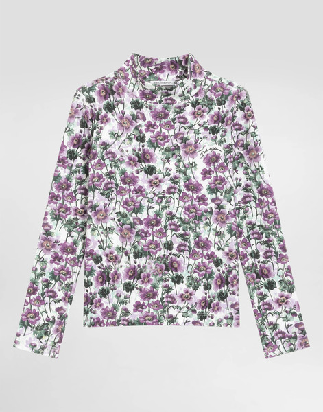  Dolce & Gabbana Dolce & Gabbana Violets-print Interlock Turtleneck - Woman Sweaters Print 5 Years 