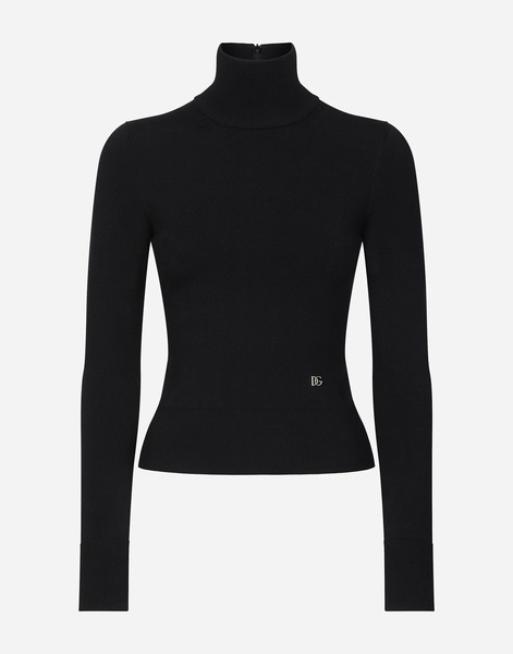  Dolce & Gabbana Dolce & Gabbana Viscose Turtle-neck Sweater With Dg Logo - Woman Sweaters And Cardigans Black 46 