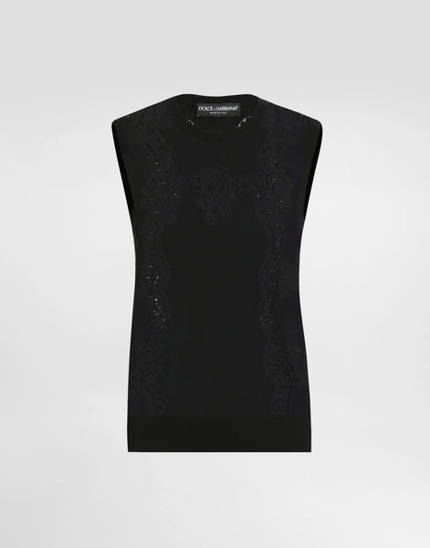  Dolce & Gabbana Dolce & Gabbana Wool And Lace Tank Top - Woman Sweaters And Cardigans Black 48 