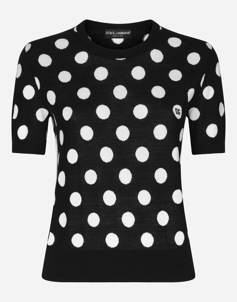  Dolce & Gabbana Dolce & Gabbana Wool And Silk Tank Top With Polka-dot Inlay - Woman Sweaters And Cardigans Multi-colored 36 