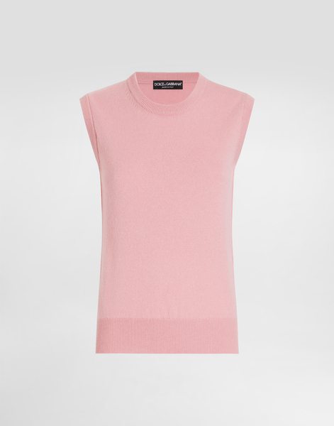  Dolce & Gabbana Dolce & Gabbana Wool Tank Top With Lace Inlay - Woman Sweaters And Cardigans Pink 40 