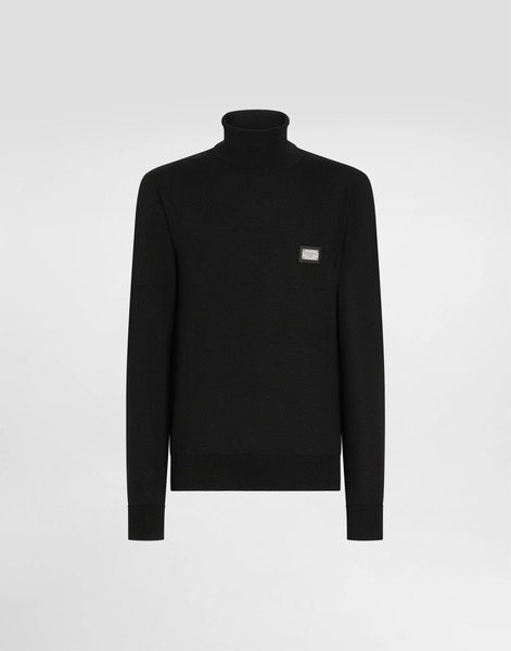  Dolce & Gabbana Dolce & Gabbana Wool Turtle-neck Sweater With Branded Tag - Man Sweaters And Cardigans Black Wool 54 