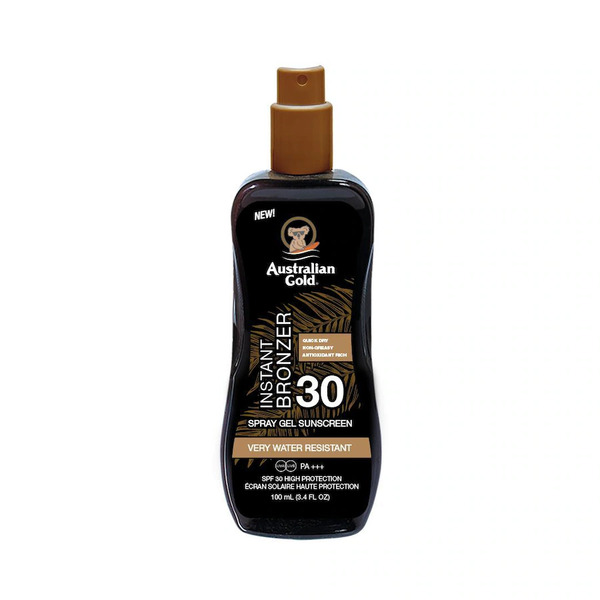  Australian Gold Travel Size Spf 30 Spray Gel With Bronzer - Żel W Sprayu Do Opalania Z Bronzerem Samoopalacze 100 Ml 