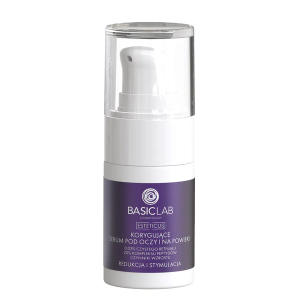  Basiclab Basiclab Cosmetology Esteticus KorygujĄce Serum Pod Oczy 0,03% Czystego Retinalu 20% Kompleksu Peptydów Czynniki Wzrostu Redukcja I Stymulacja 15 Ml Serum Pod Oczy 15 Ml 
