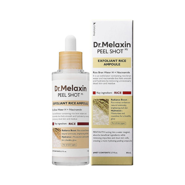 Dr. Melaxin Dr.melaxin Peel Shot Delikatnie Złuszczająca Ampułka Z Ekstraktem Z Białego Ryżu, 80 Ml Serum Nawilżające 