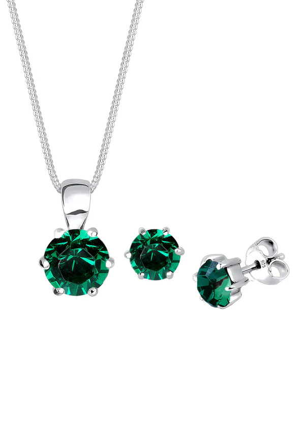  Elli Damski Solitaire Zawieszka Zestaw Kolczyki Wkrętki Z Kryształem Ziolonym W Srebrze 925 Sterling Silver Zestawy 1 Ct 