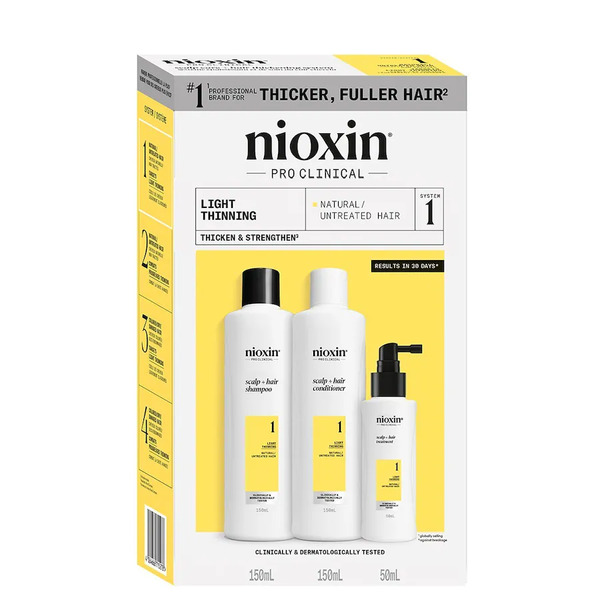  Nioxin Nioxin System 1 Zestaw Oczyszczający Do Włosów Naturalnych, Lekko Przerzedzonych, 150+150+50 Ml Zestawy Do Pielęgnacji Włosów 1 Ct 