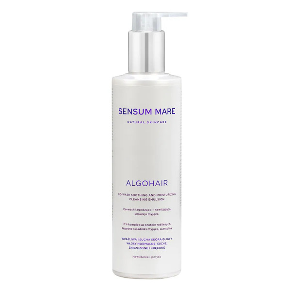  Sensum Mare Co-wash łagodząco-nawilżająca Emulsja Myjącą, Dla Wrażliwej I Suchej Skóry Głowy, Włosy Normalne, Suche, Zniszczone I Kręcone Algohair Szampony 250 Ml 