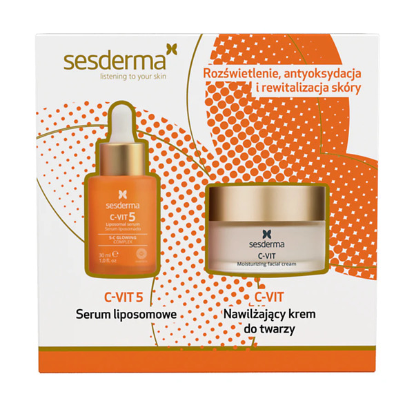  Sesderma Zestaw świąteczny C-vit 5 Serum Liposomowe 30 Ml + C-vit Nawilżający Krem Do Twarzy 50 Ml Kremy Przeciwzmarszczkowe 1 Ct 