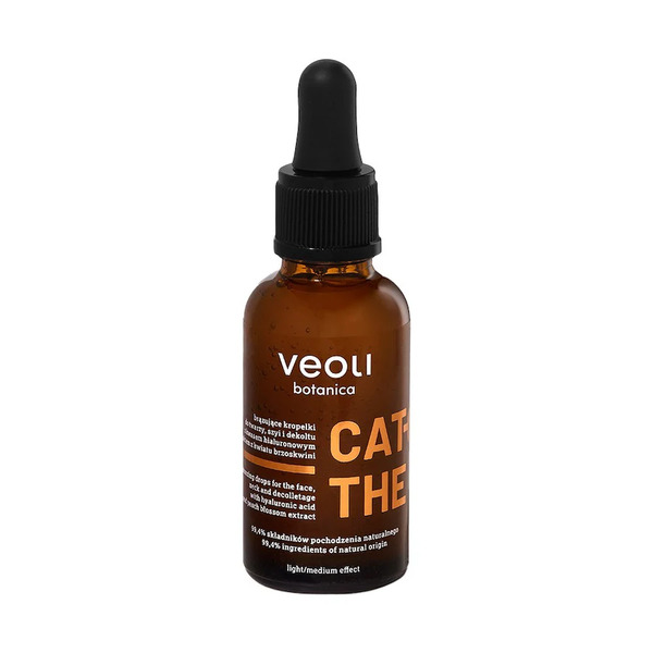  Veoli Botanica Catch The Sun. Brązujące Kropelki Do Twarzy, Szyi I Dekoltu Z Kwasem Hialuronowym I Ekstraktem Z Kwiatu Brzoskwini Samoopalacze 30 Ml 