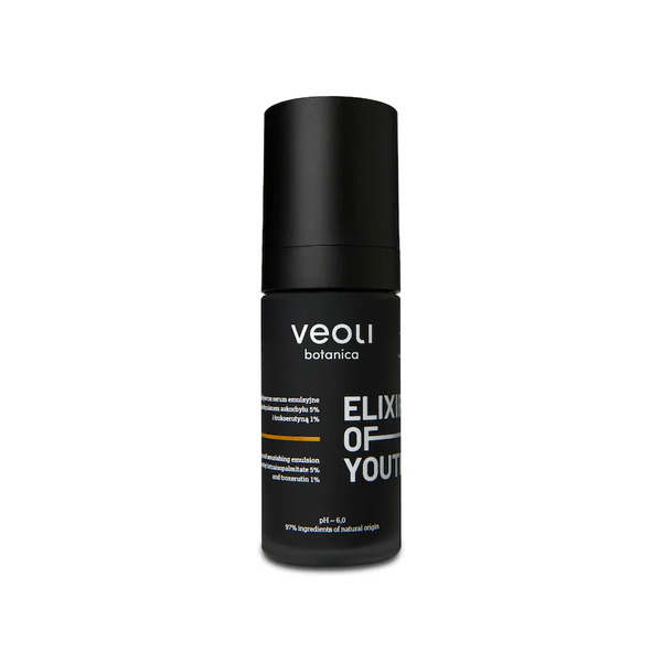  Veoli Botanica Elixir Of Youth Rozjaśniająco – Odżywcze Serum Emulsyjne Z Tetraizopalmitynianem Askorbylu 5% I Trokserutyną 1% Serum Z Witaminą C 30 Ml 