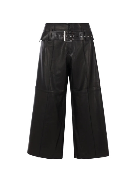  10 Corso Como Leather Wide-leg Trousers - Black 