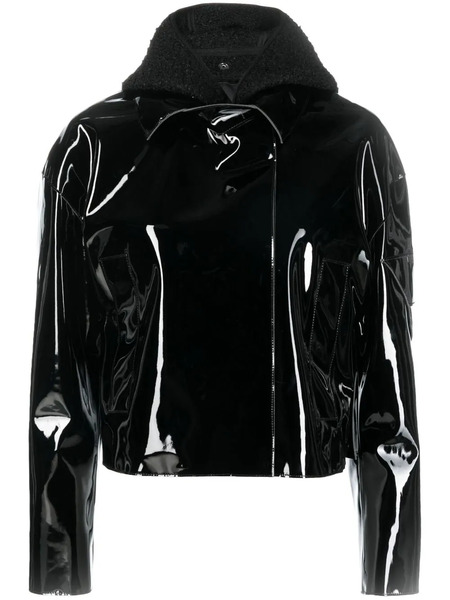  1017 Alyx 9sm High-shine Pvc Cropped Moto Jacket - Black 