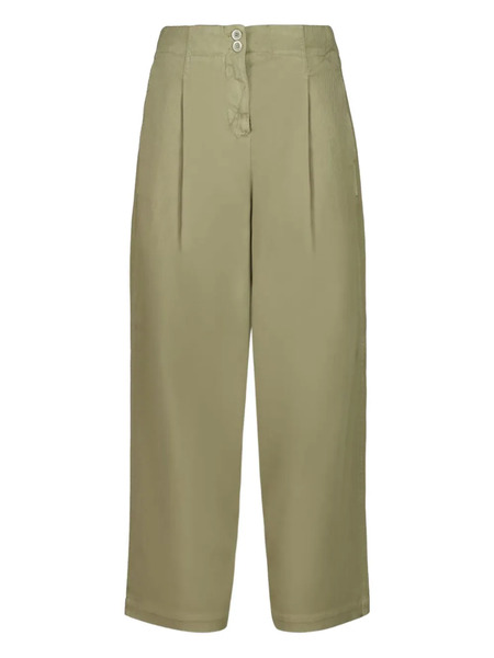  120% Lino Button Pleated Trousers - Green 