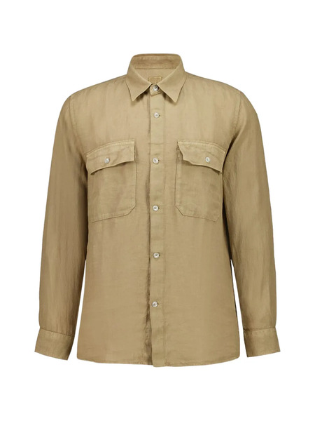  120% Lino Buttoned Flap-pockets Linen Shirt - Neutrals 