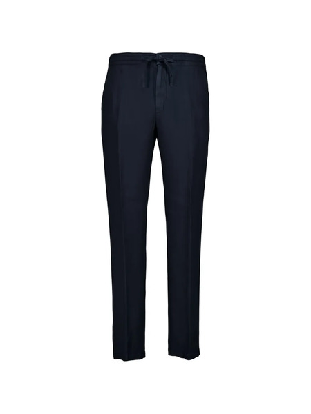  120% Lino Drawstring Linen Trousers - Blue 