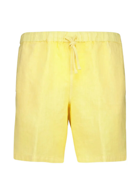  120% Lino Drawstring-waist Bermuda Shorts - Yellow 