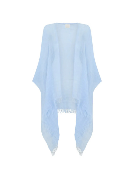  120% Lino Fringed Cardigan - Blue 