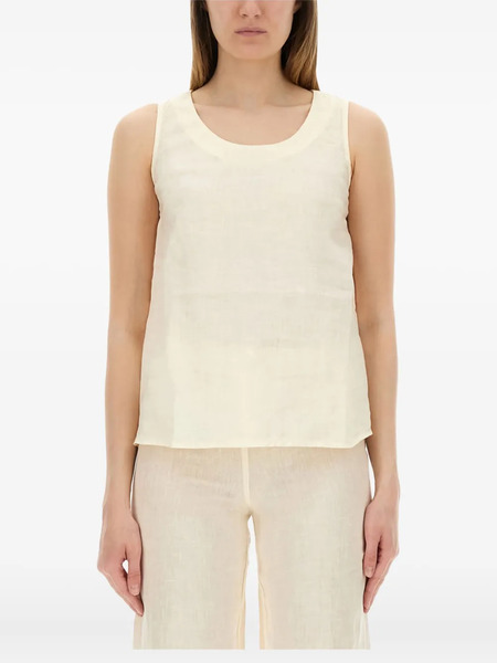  120% Lino Linen Round-neck Top - Neutrals 