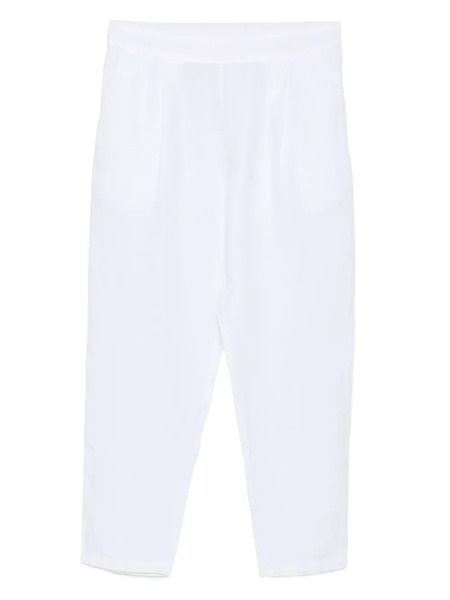  120% Lino Pleated Pocket Trousers - White 