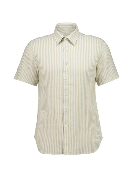  120% Lino Striped Short-sleeve Shirt - Neutrals 