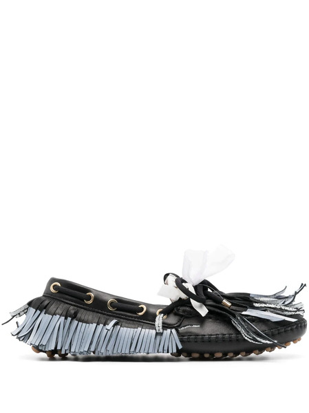 13 09 Sr Puli Frayed Leather Loafers - Black 