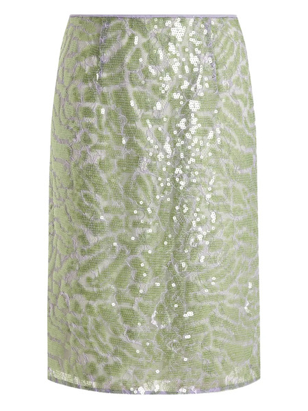  16arlington Elice Lace Sequinned Midi Skirt - Green 