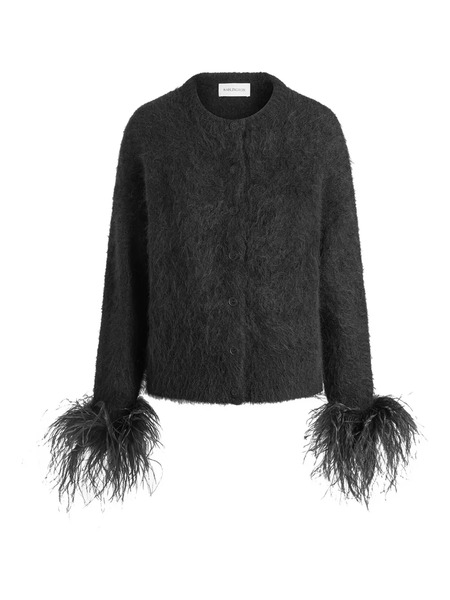  16arlington Feather-trim Alena Cardigan - Black 