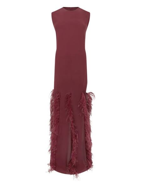  16arlington Lett Feather-trim Maxi Dress - Red 