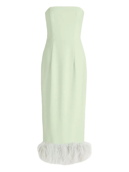  16arlington Minelli Feather-trim Midi Dress - Green 