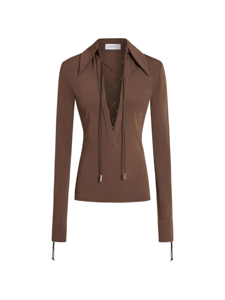  16arlington Pia Lace-up Top - Brown 