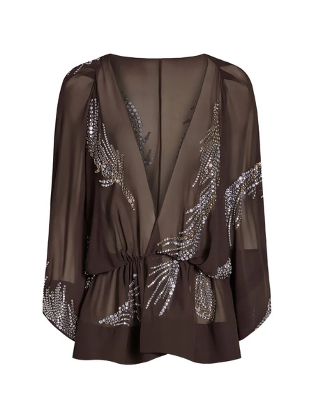  16arlington Tula Embellished Long-sleeve Top - Brown 