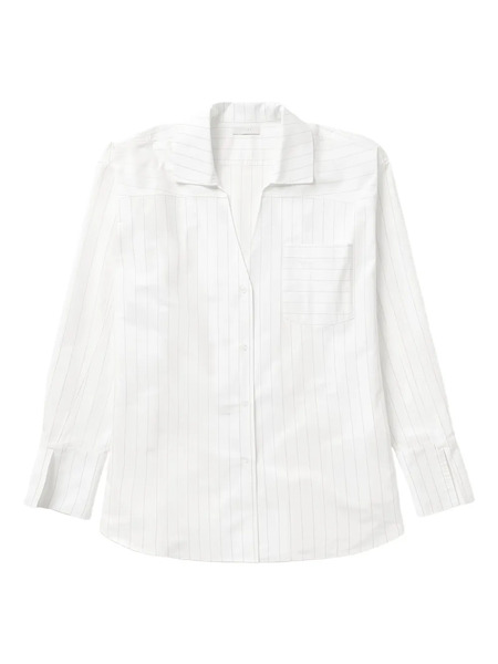  1989 Studio Striped Long-sleeved Shirt Dress - White 