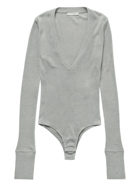  1989 Studio V-neck Waffle-knit Bodysuit - Grey 